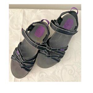 Teva Tirra Sandals Women Size 9.5 Black Grey Strappy Sport Hiking Walking Shoe